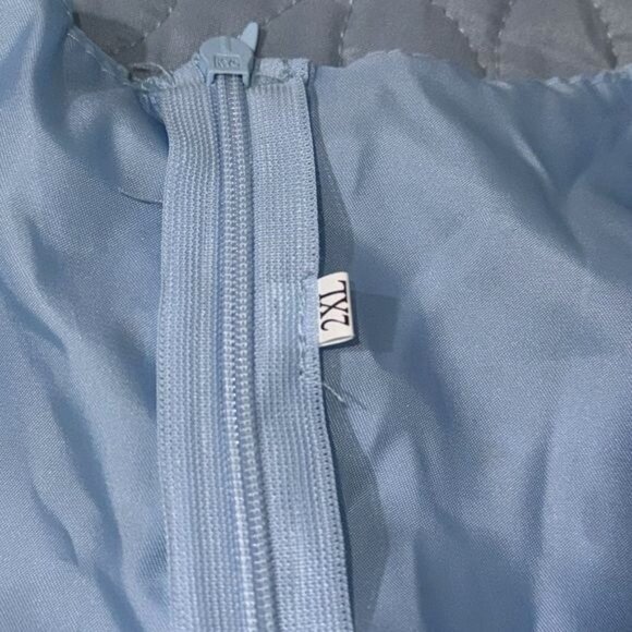 Blue Eyelet Lace Ruffle Sleeve V-Neck Dress With Lining  Short & Back Zipper Clo - Picture 3 of 8